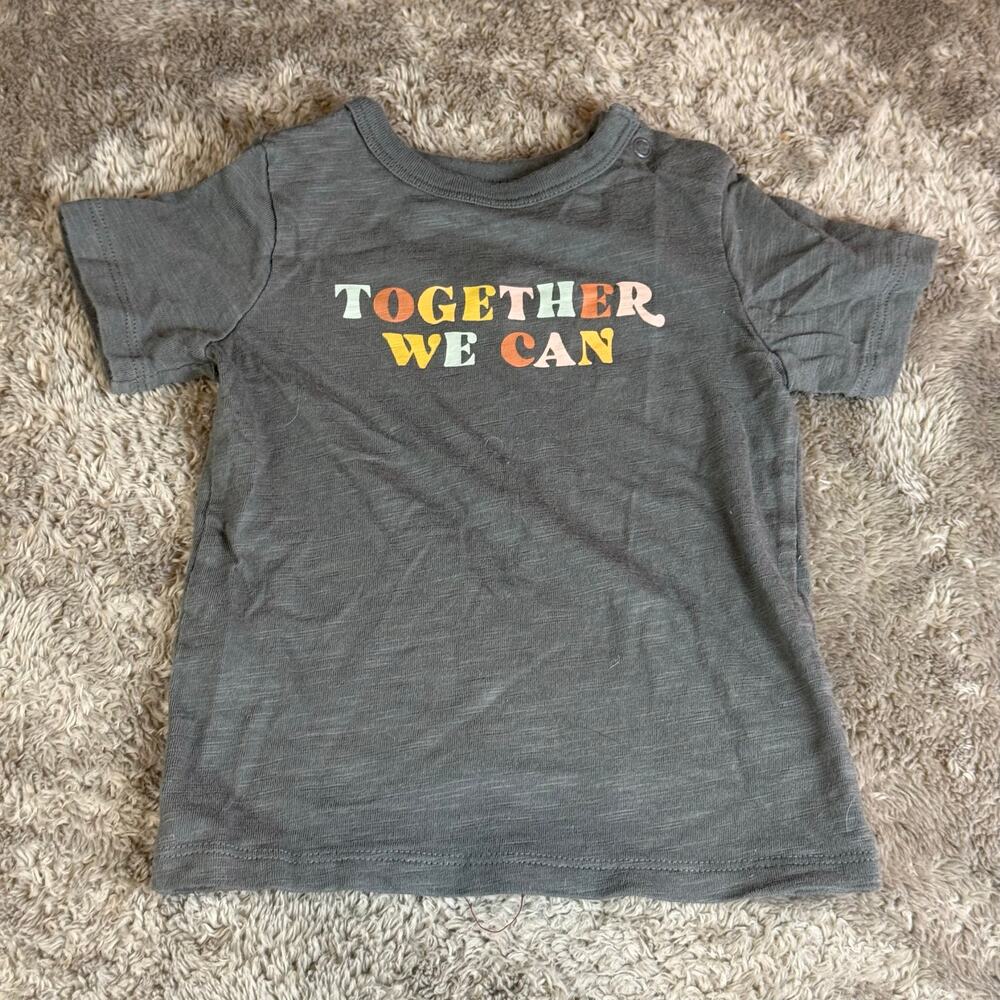 Little Co. Graphic Tee T Shirt Together We Can 9 Months Baby Boy Girl Rainbow